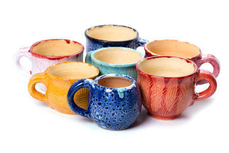 ceramic pots in glazeの写真素材