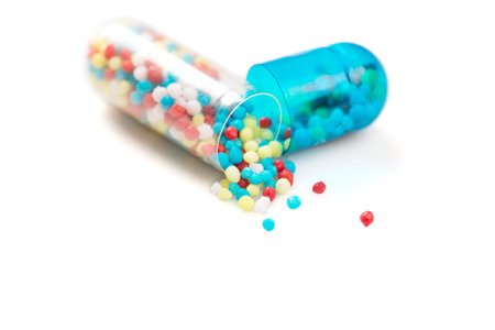 pills isolated on white backgroundの写真素材