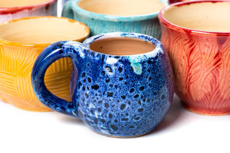 ceramic pots in glazeの写真素材