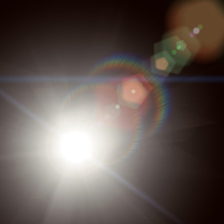 Sun and Sun rays over a black Background