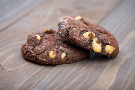 chocolate chip cookies with nutsの写真素材