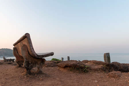 bench over seaの写真素材