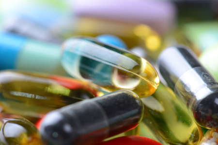 pills isolated on white backgroundの写真素材