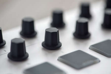 MIDI keyboard with pads and faders.の写真素材