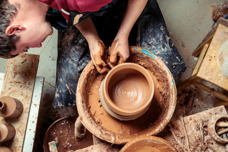 Potter at work. Workshop.の写真素材