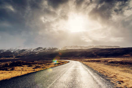 Road in Iceland. Spring time.の写真素材