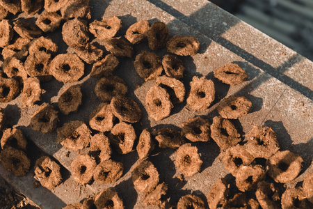 Dried manure. For use as firewood.