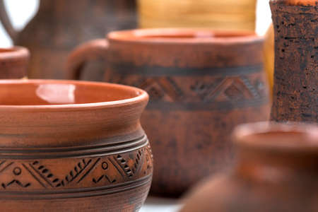 Ceramic tableware in milking technique. Hand-madeの写真素材