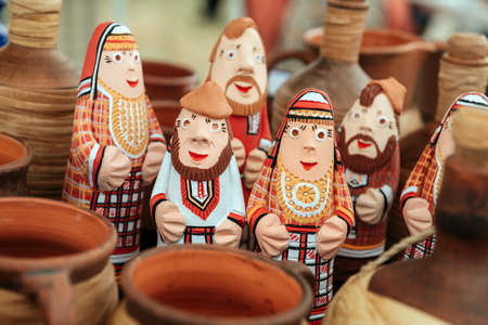 Udmurt style clay toys on fair.の写真素材