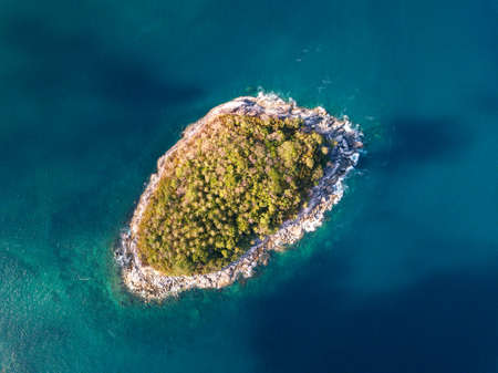 Little island in ocean. Top viewの写真素材