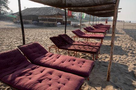 Chairs and sun loungers by the sea. Chairs and sun loungers by the seaの写真素材
