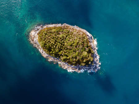 Little island in ocean. Top viewの写真素材