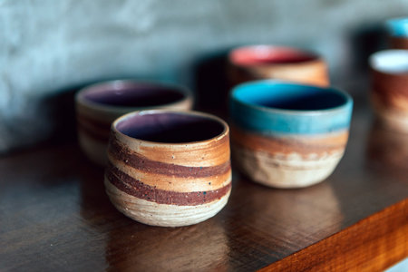 Glazed pottery in the workshop.