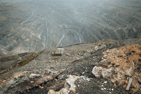 Mining in an open giant quarry