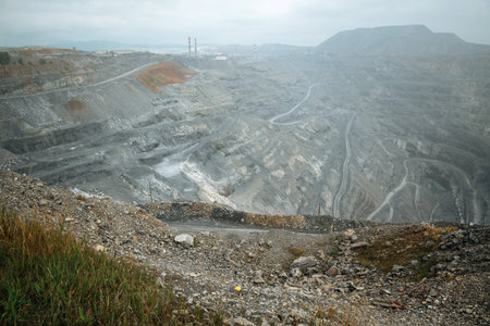 Mining in an open giant quarry