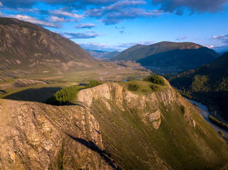 Drone view on Altai mountains.の写真素材