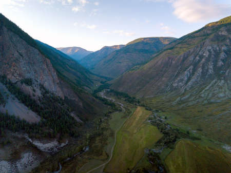Drone view on Altai mountains.の写真素材