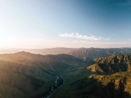 Drone view on Altai mountains.の写真素材