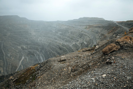 Mining in an open giant quarry