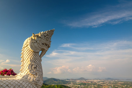 Dragon snake statue near big buddha temple.