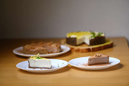 Plant based vegan dessert. Creative presentation of foodの写真素材