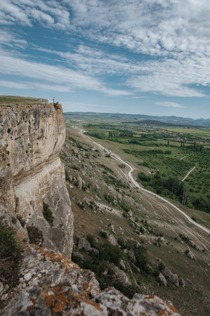 View from the white rock in the Crimea. Mountain landscapeの写真素材