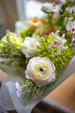 Vibrant Floral Arrangement Featuring a Variety of Colorful Bloomsの写真素材