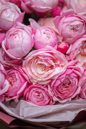 Beautiful Pink ranunculus Bouquet close upの写真素材