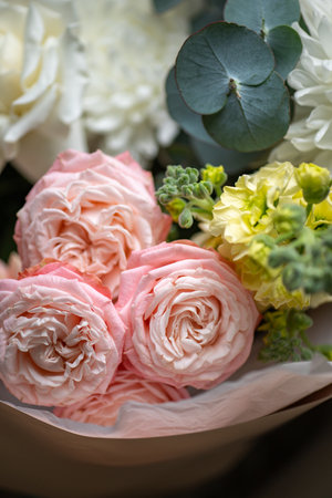 Beautiful Bouquet of Pink and White Rosesの写真素材