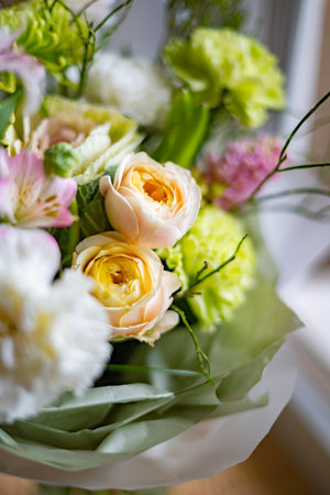 Vibrant Floral Arrangement Featuring a Variety of Colorful Bloomsの写真素材