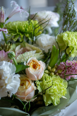 Vibrant Floral Arrangement Featuring a Variety of Colorful Bloomsの写真素材