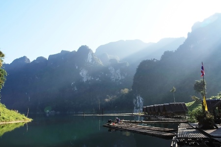 float in the riverの写真素材