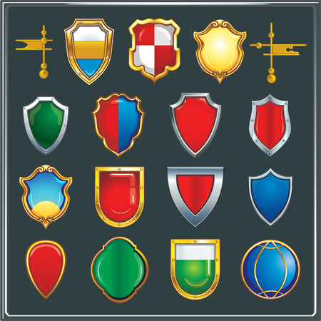 Set of different color and shape to create the vector coat of arms emblems clans.のイラスト素材
