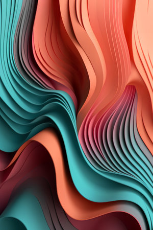 3d rendering of abstract wavy background. colorful paper layersの素材