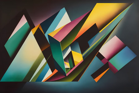 Abstract geometric background. 3d rendering, 3d illustration. computer digital drawing.の素材