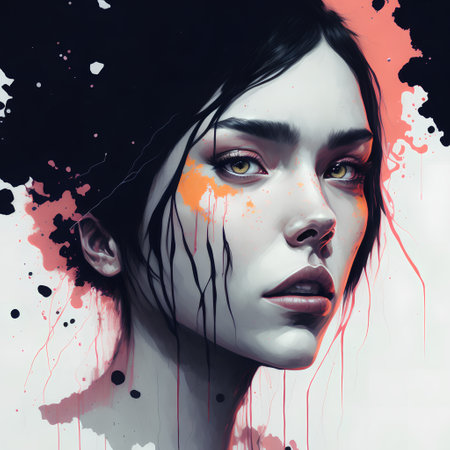 Portrait of a beautiful young woman with creative make-up. fashion art.の素材