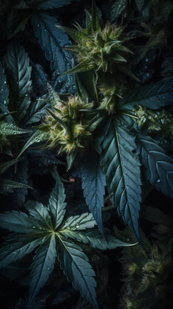 Cannabis plantjuana leavesjuana background, cultivation cannabis, light leaks color tonesの素材