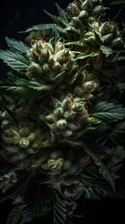 Cannabis buds on a black background. close-up.の素材