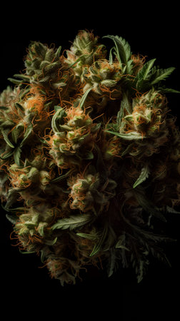 Cannabis buds on a black background. close-up.の素材