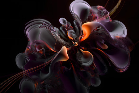 Abstract fractal computer generated composition with various geometrical shapes.の素材