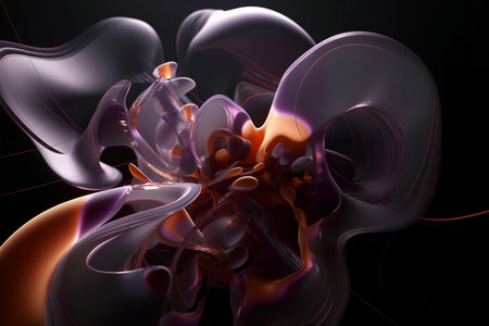 3d illustration of abstract geometric composition, digital fractal art works.の素材