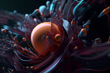 3d illustration of abstract geometric composition,digital art works.の素材