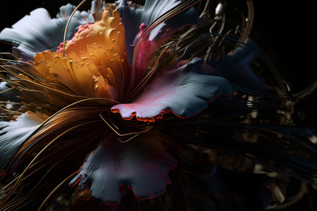 Abstract fractal computer generated composition with various geometrical shapes.の素材