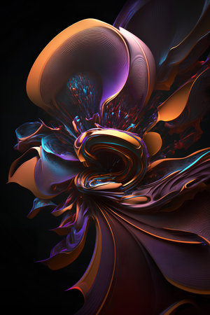Abstract fractal computer generated composition with various geometrical shapes.の素材