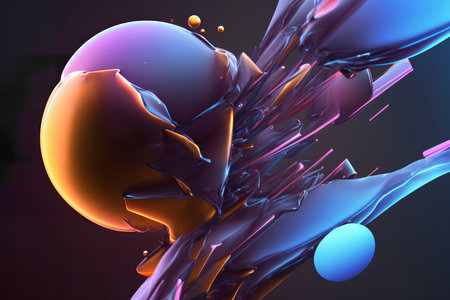 3d rendering of abstract geometric composition, digital art works. computer generated graphics.の素材