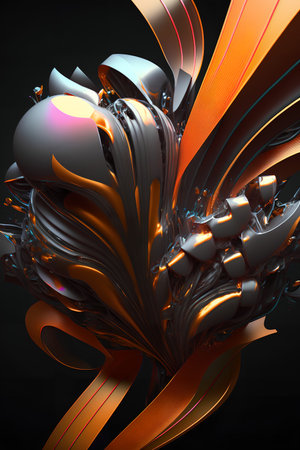 3d illustration of abstract geometric composition,digital art works. computer generated graphics.の素材