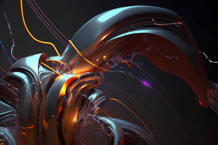 3d illustration of abstract geometric composition, digital fractal art works.の素材