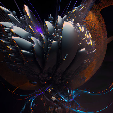 Abstract fractal computer generated composition with various geometrical shapes.の素材