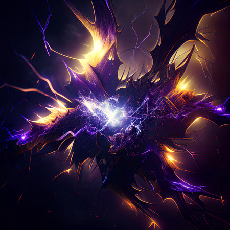 Abstract fractal computer generated composition with various geometrical shapes and colorsの素材