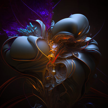 Abstract fractal computer generated composition with various geometrical shapes.の素材